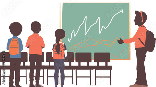 Silhouette of school counselor showing growth pot on white background