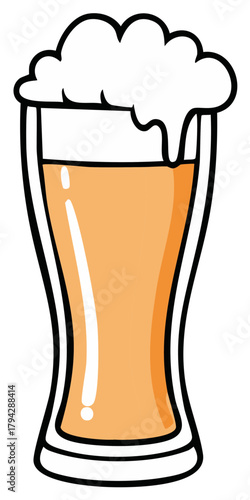 Stylized beer glass with frothy head illustration