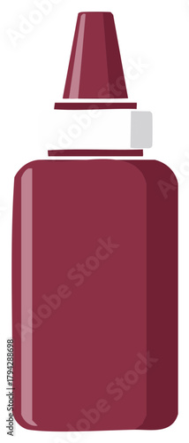 Burgundy Container with Applicator Tip, Beauty Product Package Design, Lotion Bottle Mockup, Cosmetology Brand Display, Creative Packaging