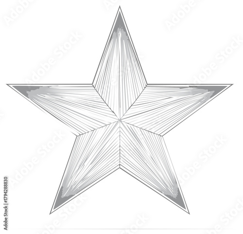 Stylized Five Point Star with Hatching Lines, Patriotic Graphic