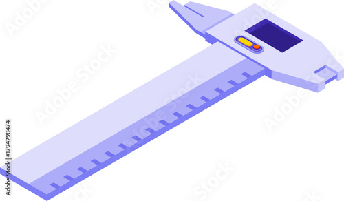 Isometric Digital Caliper Precision Measurement Tool Graphic Illustration