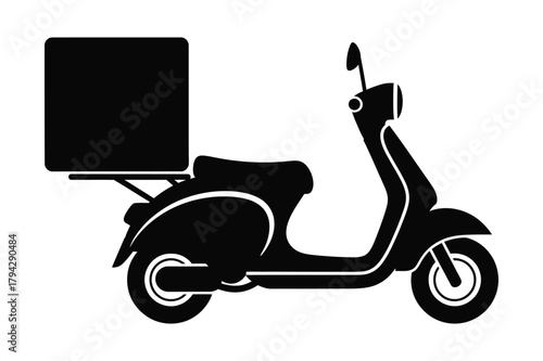 A simple silhouette vector of a delivery scooter