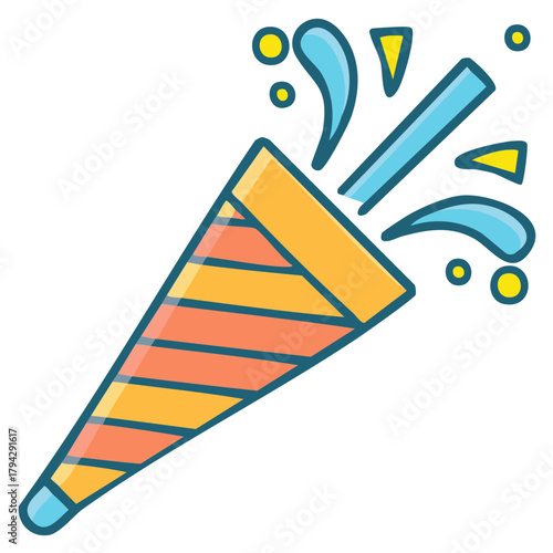 Striped Party Popper with Confetti Explosion for Celebrations and Festivities