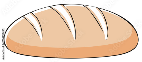 Loaf of Bread, Sliced Baked Food, Crusty Bread, Grain and Nourishment, Cartoon Drawing