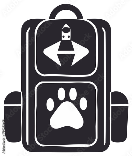 Pet Travel Backpack with Paw Print and Airplane Graphics for Comfortable and Safe Transportation