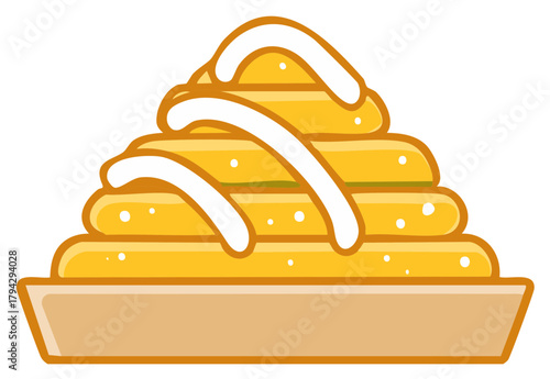 Mont Blanc Cake Vector Illustration, Chestnut Dessert Icon, Food Graphic