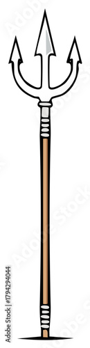 Cartoon illustration of a mythological trident, the legendary weapon of ancient sea gods