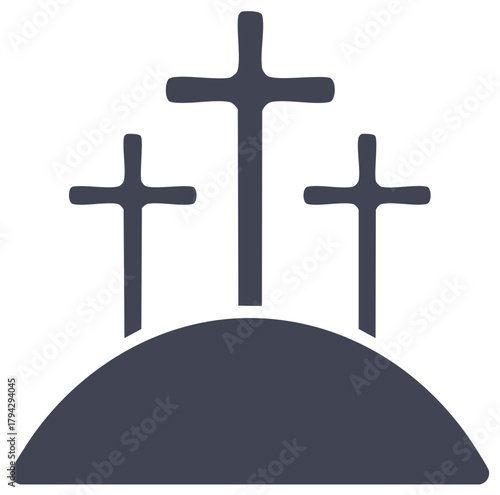 Three Crosses Silhouette on a Hilltop Representing Faith and Sacrifice