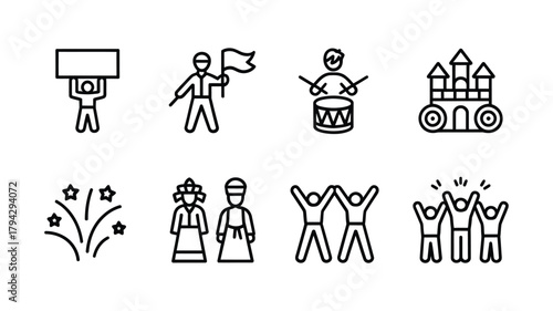 Celebration and event icons for festivals and parades