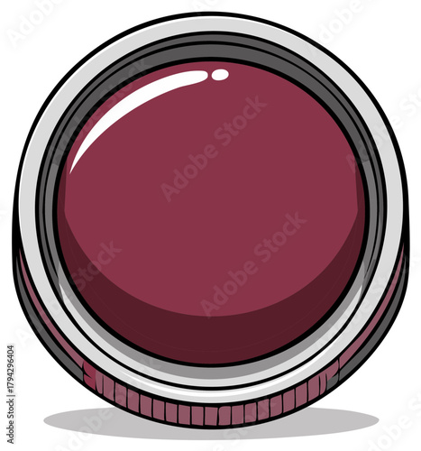 A vibrant glossy plum button or shiny round control element illustration