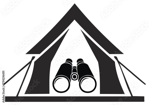 Camping Tent Binoculars Simple Icon Outdoor Adventure Logo