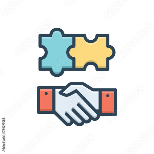 Color illustration icon for collaborative partnership