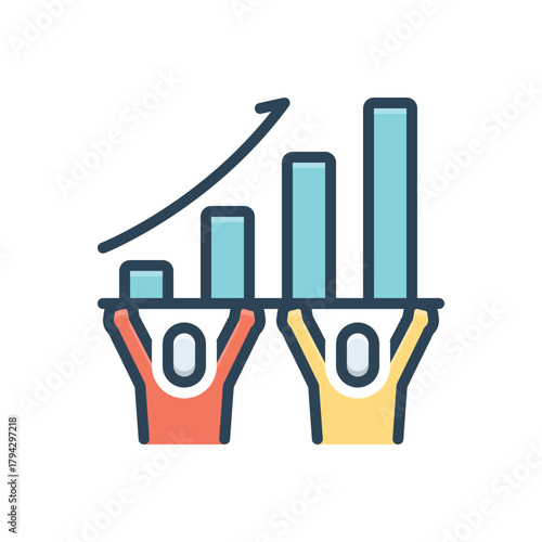 Color illustration icon for collaborative growth
