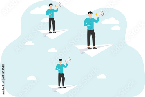 Vision. Businessman on a paper plane. symbol of leadership and ambition
