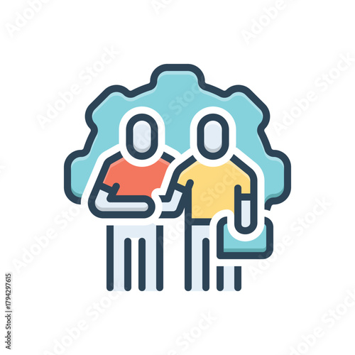 Color illustration icon for cooperative endeavor