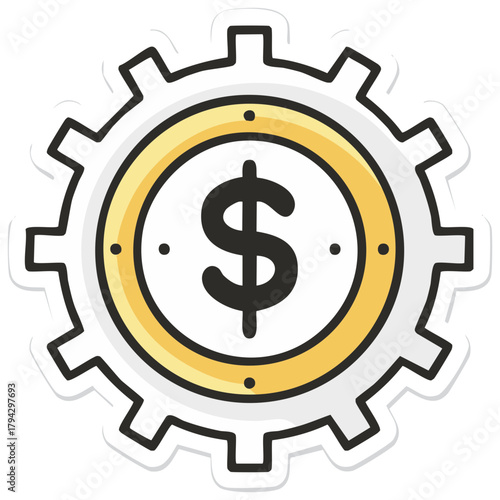 Making money concept icon with a gear and dollar sign for business finance