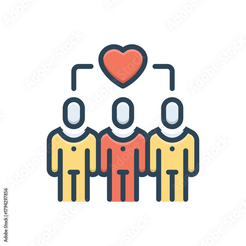 Color illustration icon for group cohesion