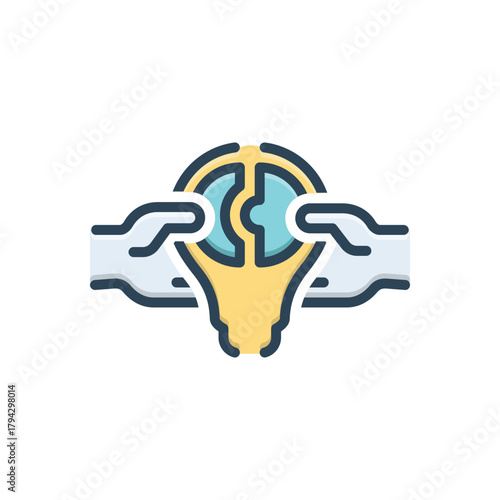 Color illustration icon for joint collaboration
