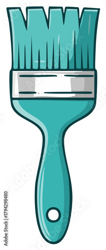 Turquoise Paint Brush with Silver Ferrule and Visible Bristles for Artistic Creations