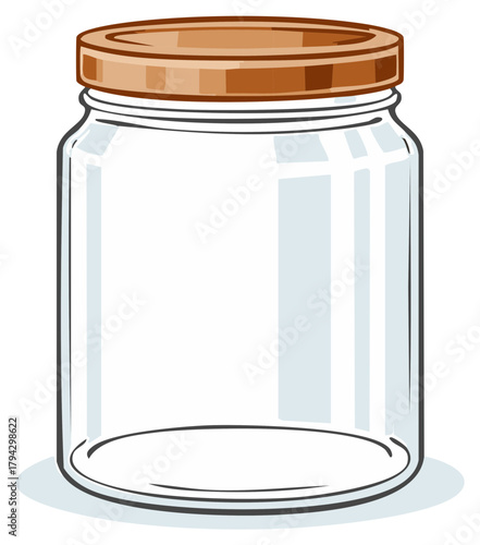 Cartoon jar illustration with a brown lid and shadow