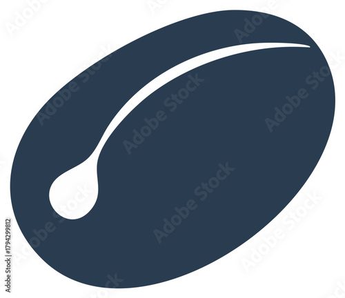 Stylized Dark Blue Coffee Bean Graphic Vector Illustration for Beverage Related Design