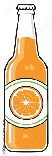 Refreshing orange soda in a glass bottle with a slice of orange on the label