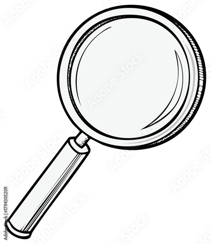 Magnifying glass illustration. Search tool, investigation, or research concept.