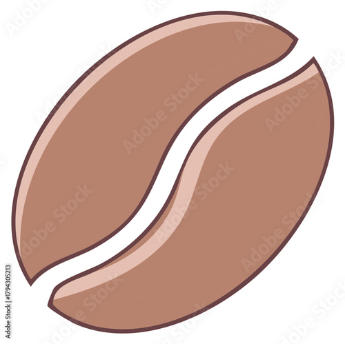 Simple vector illustration of a single roasted brown coffee bean icon