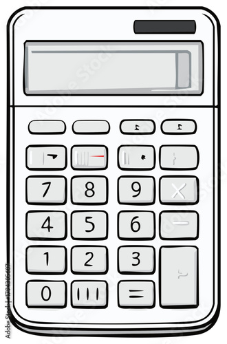 Calculator device with numerical keypad and digital display for calculations and mathematics