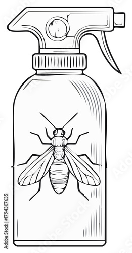 Insect trapped in spray bottle illustrating pest control and extermination