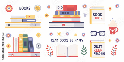 A charming collection of books reading accessories and inspirational quotes for book lovers