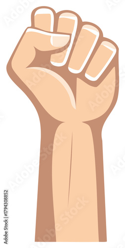 Raised Clenched Fist Gesture for Protest Solidarity and Power Cartoon Style Illustration