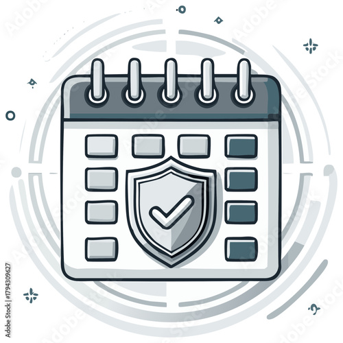 Security calendar icon showing confirmed safe date and protected event scheduling with verification