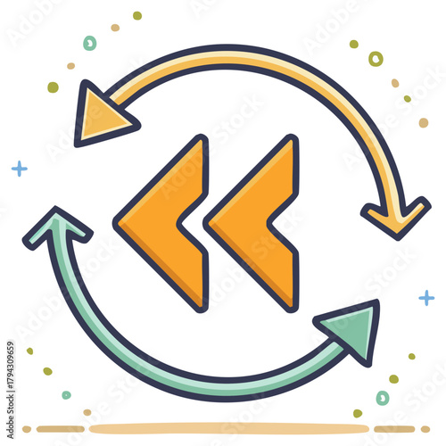 Rewind back and repeat circular arrows button icon