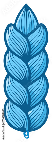 Stylized Blue Braided Wheat Stalk with Loop Detail for Graphic Designs and Visual Elements