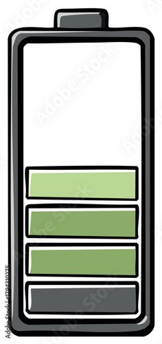 Stylized battery symbol showing partial charge with green indicators