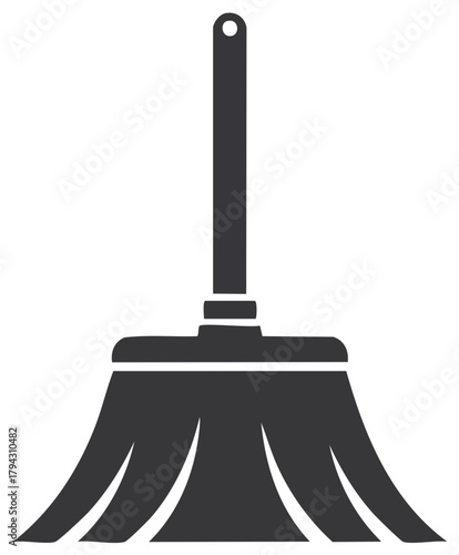 Stylized Broom Icon - Cleaning Symbol, Housekeeping Equipment, and Hygiene Tool Representation