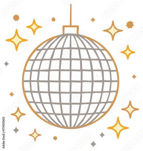 Whimsical Disco Ball with Starry Accents for Retro Party Vibes and Festive Celebrations