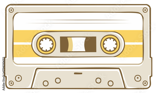 Retro Cassette Tape Illustration - Audio Music Culture, Vintage Collection, 80s Nostalgia