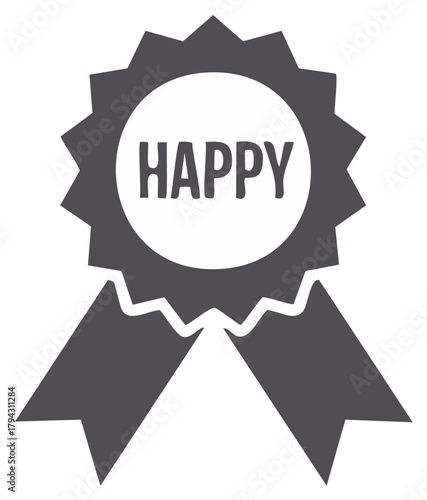 Happy award ribbon symbol for achievement and recognition with a celebratory feel