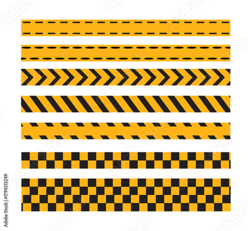 Yellow and Black Warning Tapes  Construction Barrier Patterns