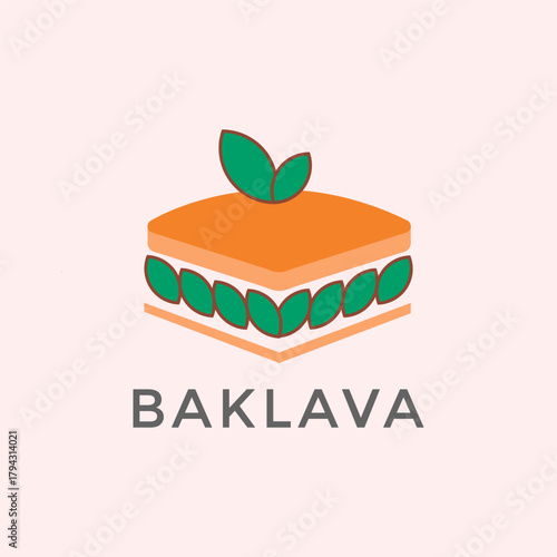 Baklava Dessert Illustration  Flat Design Food Concept
