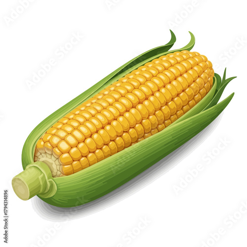 Vibrant and appetizing vector illustration of a single ear of corn