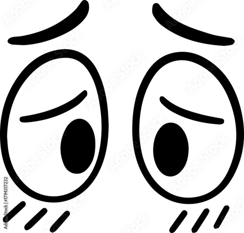 Cute Cartoon Downward Eyes Illustration