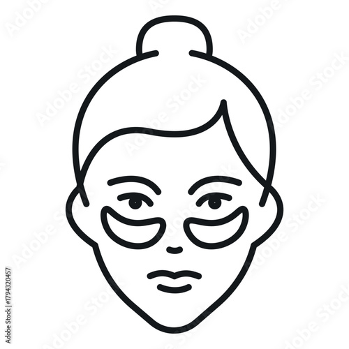 Icon of a girl with gel patches on her face for skin care and relaxation during her self-care routine.