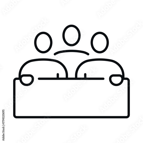 Outline icon represents a group of demonstrators coming together in a protest setting. This vector graphic illustrates the spirit of collective action and unity among people advocating for change.