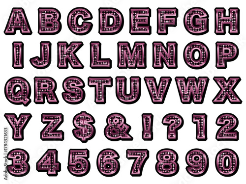 ミラータイル3、文字フチ影、3ピンク