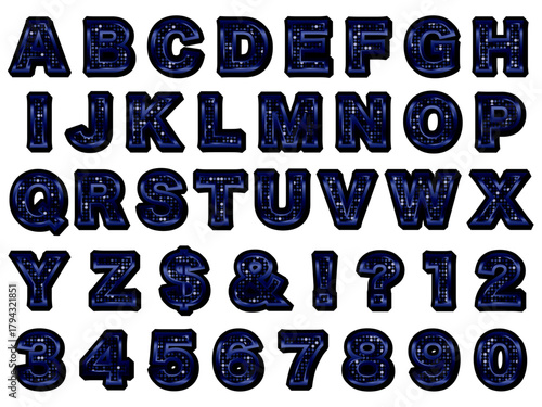 ミラータイル3、文字フチ影、14紺