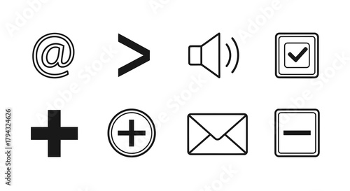 Vector icon collection of common symbols and icons