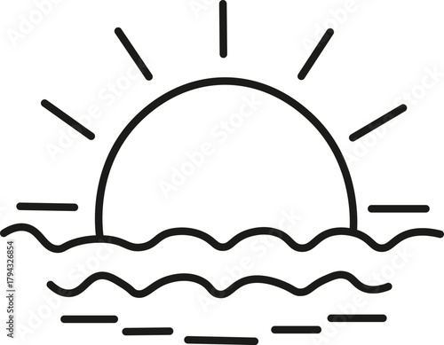 Sunrise sunset icon, Sunrise and sunset icon, black and white